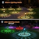 Ushine Garden Lights Solar Powered Waterproof,8 Pack Solar Lights Outdoor Garden Stake with Warm White & RGB,Ultra-Bright Solar Stake Lights Garden Ornaments,Solar Path Lights for Yard Lawn Landscape