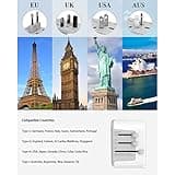 TESSAN Universal Travel Adapter Worldwide with 4 USB, International Travel Adapter UK to European Power Universal Plug Adaptor for EU USA Australia Thailand (Type C, G, A, I),Grey White