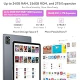 Android Tablets 10 Inch Tablet - Gemini AI Android 16 Tablets, 24GB RAM + 256GB ROM (2TB TF), Widevine L1, FHD, WiFi 6, BT5.0, GPS, Tablet with Keyboard, Case and Pen, 8MP AI Camera, 2 Years Warranty