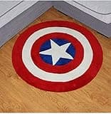 Lily&her friends-Fashion Captain of America Pentagram Bedroom Living Room Mat Acrylic Fiber Cotton Round Rug, Handmade Carpet, Floor Pad, Thick, Environmentally Friendly (Sapphire blue, Diameter:70cm)