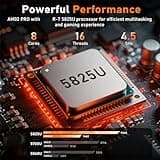 NAIKLULU 16 Inch 2025 Gamer Laptop R-7 5825U Processor (2.0 to 4.5 Ghz), 16GB RAM 1TB SSD Gaming Notebook Computer with Backlit Keyboard/Fingerprint Unlocking/Type-C/Webcam/Touchpad/51.97Wh/Wifi 6