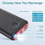 Power Bank 27000mAh Powerbank Fast Charging 22.5W QC 4.0 Portable Charger with Outputs Inputs Flashlight USB C Battery Pack, Ultra-High Capacity Compatible for iPhone Samsung Huawei