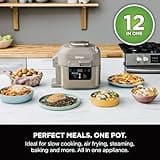 Ninja Speedi 12-in-1 Multi-Cooker, Air Fryer and Slow Cooker, 5.7L Cooking Pot, Meals for 4 in Minutes, Air Fry, Steam, Grill, Bake, Roast, Sear, Slow Cook and More, Stone Gold ON500UKSTGD