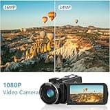 SIXTARY Camcorder 1080P 36MP FHD Vlogging Camera for YouTube, Streaming Video Recording, Video Camera 16X Digital Zoom 3.0" LCD 270° Rotatable IPS Screen with Remote Control