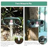 Cowiewie Ultrasonic Cat Repellent for Gardens, Solar and USB Charging, Cat Deterrents with Ultrasound and LED Flash, Waterproof Animal Repellent for Fox, Cats, Dogs, Pigeon, Etc. - Set of 2