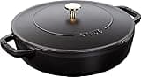 STAUB Cast Iron Sauté Pan, Chistera Lid, Round, 3.7 L, Black, 33 x 31 x 9.5 cm