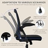 Durrafy Ergonomic Office Chair,High Back Desk Chair with Adjustable Armrest and Lumbar Support,Height Adjustable,Breathable Mesh Backrest for Comfort,Swivel Computer Task Chair for Home/Office, Black