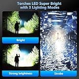 Jayxinli Torches LED Super Bright 500000 Lumen Rechargeable, Powerful Torch 3 Light Modes, Zoomable, High Power Bright Torch