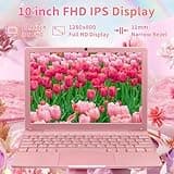 UDKED Small Mini Laptop Computer, 10.1 inch (0.79 kg), Ultra Thin and Lightweight Windows 11 Laptops, Celeron N4020, 8GB DDR4 128GB SSD,Type-C,TF Card,Perfect for Kids and Adults Netbook - Pink