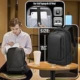 Mens Business Laptop Backpack for 15.6 Inch Large Rucksack with Charging Port Computer Bag Durable Anti-Theft High-Tech Daypack Water-Resistant Casual Daypack for Office College Weekender-Black