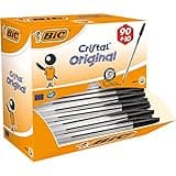BIC Cristal Original Ballpoint Pens, Every-Day Biro Pen, Fine Point (1.0mm), Ideal for School, Black Ink, 100 count (Pack of 1)