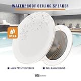 Power Dynamics 4x MSLP65 Marine Ceiling Speakers With A100B Black Wall Amplifier - Bluetooth Weatherproof Outdoor Speaker System