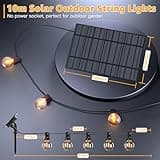 Ollny Solar Lights Outdoor Garden 10m Waterproof Festoon Light with Remote, USB LED String with 3 Modes 16+1 G40 Shatterproof Bulbs, Lighting for Outside Pergola Gazebo Patio Yard Porch Party Decor