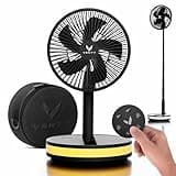VENTY Portable Fan - Wireless Battery Operated Fan - 4 Speeds - LED Lighting - Carry Case & Remote Control - Cruise Travel - Outdoor Travel RV Power Bank With USB-C Port (Black with Case)
