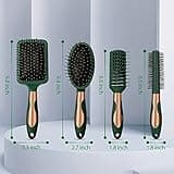 Green Anti Static Oval & Round Hair Brush Set - Massage, Detangle & Vent - Paddle Brush for Women & Men
