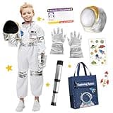 TOLOYE Astronaut Costume for Kids With Helmet, Bag and Gloves - Space Adventure Fancy Dress for Carnival, Cosplay Party, Role Play (S)