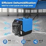 COSTWAY 90L/Day Commercial Dehumidifier, Industrial Air Dehumidifiers Building Dryer with Pump, 24H Timer, Auto Defrost, Memory Starting, Handle & Wheels, Air Circulation 412m3/h (Blue)