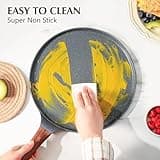 SENSARTE Non Stick Crepe Pan, Dosa Pan Die-cast Auluminium Pancake Flat Skillet Tawa Griddle 26cm with Stay-Cool Handle, Induction Compatible, PFOA Free