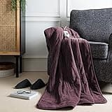 Slumberdown Comfy Hugs Heated Throw Blanket - Large Electric Blanket for Bed, Sofas & Settees, Soft Fleece Blanket with 10-Heat Settings & Hourly Timer - Cosy & Snuggly, Washable, Plum (130cm x 160cm)