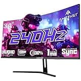 Amzfast 34-Inch Curved Ultrawide Gaming Monitor - UWQHD (3440x1440), 240Hz, 1ms MPRT, 1500R, Adaptive-Sync | Dual HDMI 2.1 & DisplayPort 1.4 | VESA Mount | Flicker-Free | AMZG34C5Q Pro
