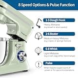 Vospeed Stand Mixer,5 Quarts 8-Speed 1000W Tilt-Head Food Mixer, Kitchen Electric Standing Mixer With Dough Hook, Whisk, Beater, Splash Guard & Mixing Bowl For (Green)