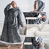 Elaxi Oversized Blanket Hoodie, Soft Sherpa Hooded Wearable Blanket with Sleeves, Pockets Fleece Warm Wearable Throw Giant Sweatshirt for Women and Men