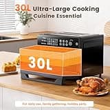 30L Air Fryer Oven, 18 in 1 Presets Dual-Cook Function Air Fryer, 360°Hot Air Circulation Technology/Digital Knob/LED Touch Panel/Timer & Temperature Control, Oil-Less Cooking, 7 Accessories, 1800W