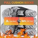 Niofind Mens Thermal Socks Thick Warm Winter Work Boot Socks, Cushioned Cotton Outdoor Sports Crew Sock for Walking Hiking Cycling Running Multipack 5 Pairs, Multicolor 6-8
