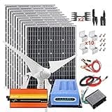 1400 Watt 12V Solar Panel Wind Turbine System Complete Kit with 100W Inverter: 10pcs 100W Monocrystalline Solar PV Module Grade A +60A MPPT Charge Controller +Cables +Mounting Brackets