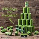 GREENER WALKER Poo Bags for Dog Waste, 540 Extra Thick Strong 100% Leak Proof Biodegradable Dog Poo Bags (Green)