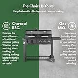 VonHaus Hybrid Dual Fuel BBQ – 2 in 1 Charcoal & Gas Barbecue with Warming Rack, Fold Down Shelf, Temperature Gauges, Wheels, Large Cooking Grills – Barbeque and Smoker – Grill Meat, Fish & Vegetables