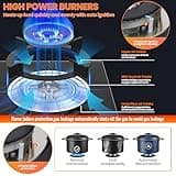 Gas Hob 5 burners, Built in Black Glass Gas Hob with Flame Out Protection,Gas Hob with Cast Iron Supports,NG/LPG Convertible