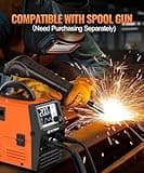 HITBOX 200A Portable MIG Welder 240V, Gasless 4-in-1 Digital Upgraded MIG/Flux Core/ARC/Lift TIG/Spool Gun Inverter Welding Machine with Ultra LED Display (HIM200)