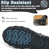 COOU Steel Toe Cap Boots Mens Womens Waterproof Work Boots Anti Slip Comfortable Safety Trainers with Swivel Buckle Shoelaces Black