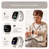 Fitbit Sense 2 Advanced Health and Fitness Smartwatch with Tools to Manage Stress and Sleep, ECG App, SpO2, 24/7 Heart Rate and GPS, Lunar White/Platinum, One Size (S & L Bands Included)
