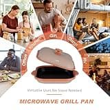Microwave Grill Pan with Cover | Microwave Bacon Cooker | Griller & Crisper Pan for Grilling, Frying, Browning and Crisping | Microwave Cookware for Grill Meat | Dishwasher Safe for Dorms,Office,RV
