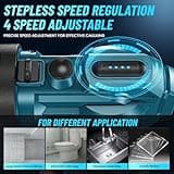 SEESII Silicone Sealant Gun with 2-Batteries, 21V Electric Caulking Gun with Built-in LED Light, 4 Adjustable Speeds for Filling and Sealing