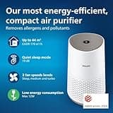 Philips Air Purifier 600 Series, Ultra Quiet and Energy-Efficient for Allergy Sufferers, HEPA Filter Removes 99.97 Percent of Pollutants, for Rooms up to 44 m2, App-Controlled, White (AC0650/10)