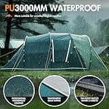 Portal Luxury 6 Man Tunnel Tent Large Family Tent with Living Area 2 Bedroom Dividable 3000mm Waterproof 5 Man Camping Tall Standing up Height with Sewn-in Groundsheet 5-6 Person