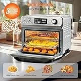HYSapientia® 24L Air Fryer Oven With Rotisserie Large XXL Digital Knob 1800W 10 in 1 airfryer Countertop Convection Mini Toaster Oven electric and grill, Stainless steel inner, Full Accessory Set
