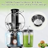 Vospeed Juicer Machines, 1400W Juicers Whole Fruit and Vegetables Juice Maker with 2 Speed Settings Centrifugal Juicers with 1.2L Cup, Easy to Clean, BPA-Free, Include Cleaning Brush