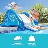 Intex Kool Splash Inflatable Water Slide Swimming Pool Play Center with Built in Sprayers for Kids and Adults, Ages 6 and Up, Blue