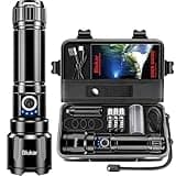 Blukar LED Torch, Super High Lumens Ultra Bright Torches - Adjustable Focus, 5000 mAh, IP67 Waterproof, Powerful Long Lasting Handheld Flashlight for Power Cuts, Camping, Hiking, Emergency etc.