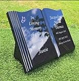 Personalised Large Black Bible Granite Memorial Grave Plaque Mum Dad Granny