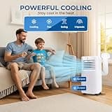 Olsen & Smith 9000 BTU 3-in-1 Portable Air Conditioning Unit, AC Air Con Conditioner Cooler On Wheels with Cooling, Fan & Dehumidifier Functions, 24H Timer with Window Kit & Remote Control, White