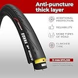 Fincci Set Pair Road Bike Tyres 700 x 25c - Foldable 25-622 60TPI 700c Tyres with Presta Valve Inner Tubes 60mm and LVL3 Nylon Protection - 700x25c Tyre for Cycle Race Road Racing Bicycle