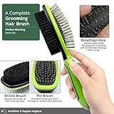 Pet Seeker Double Sided Dog Brush, Dog Grooming Brush with Rounded Pins & Bristles, Dog Brushes for Grooming with Anti Slip Handle & Free Cleaning Tool.