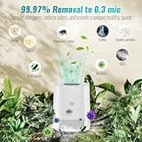 Air Purifier for Home Bedroom, H13 HEPA Filters 99.97% of Dust, Smoke, Odor and Mold, Coverage Area Up to 1200 ft², Sleep Mode (20 dB) and Auto Mode, Three Operating Speeds and Timing Modes, White