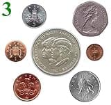 Fev's Popular mix (3) of old, Authentic, Early Decimal British Coins - Penny, halfpenny, 2p, 5p, 10p, 50p and 1981 crown.