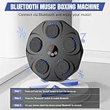 Music Boxing Machine, Smart Bluetooth Boxing Machine, Wall Mounted USB Charging Boxing Training Equipment with 9 Speeds and Modes, Boxing Gloves, LED Lights for Adults and Kids (Black)